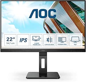 AOC 22P2DU - 22 Zoll FHD Monitor, höhenverstellbar (1920x1080, 75 Hz, VGA, DVI, HDMI, USB Hub) schwarz