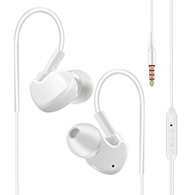 All Cart In-Ear Wired Stereo Headphone with Mic and Remote, Sport Sweatproof Workout Earphone For IPhone And Android Device