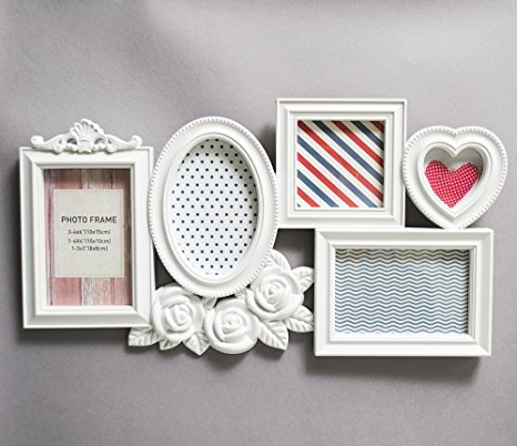 Classic White Collage of 5 Picture Frames - 5 frame wall photo collage