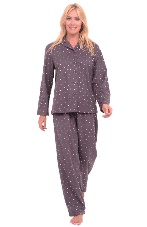 Del Rossa Womens 100 Cotton Flannel Pajama Set - Long Pjs