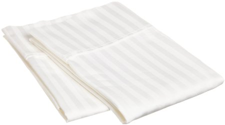 Classic Stripe White Queen Size 2PC Pillowcases, 100% Egyptian Cotton - 20" x 30"