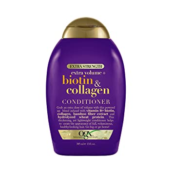 OGX Thick & Full   Biotin & Collagen Extra Strength Volumizing Conditioner with Vitamin B7 & Hydrolyzed Wheat Protein for Fine Hair. Sulfate-Free Surfactants for Thicker, Fuller Hair, 13 fl oz