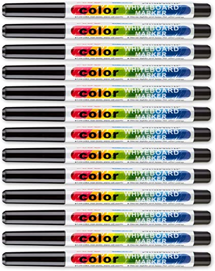 XSG Black Dry Erase Markers Low Odor Fine Whiteboard Markers Thin Box of 12.