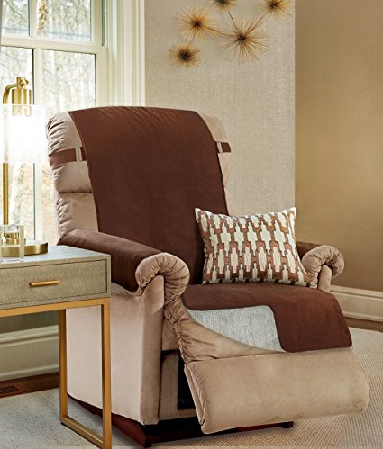 The Original GORILLA GRIP Non-Slip Furniture Protector, Suede-Like Material, Slip Reducing Backing, Two 2" Thick Straps, and Two Seat Anchors (Recliner: Chocolate)