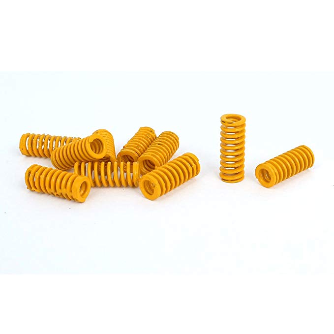 sourcingmap® 8mm OD 20mm Long Light Load Compression Mould Die Spring Yellow 10pcs