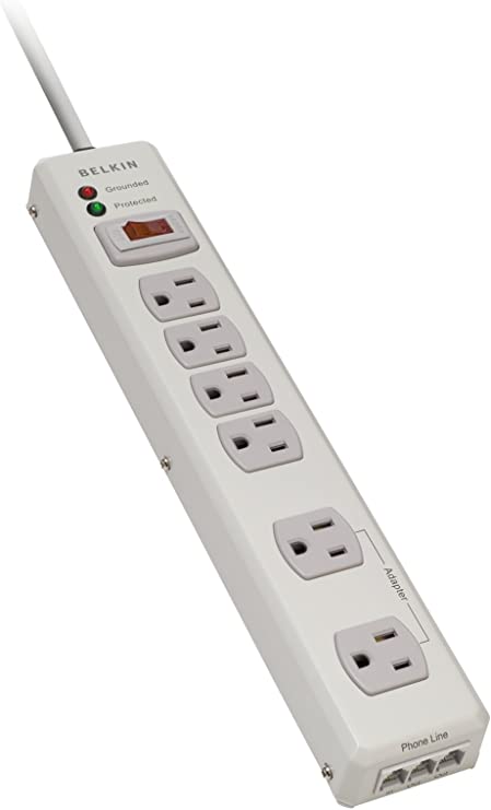 Belkin 6-Outlet Metal Power Strip Surge Protector, 6ft, Beige