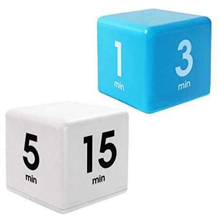 The Miracle TimeCube Kitchen Timer Combo, 2 Piece Set, 1,3,5 and 7 Minutes, 5,15,30 and 60 Minutes, Blue and White