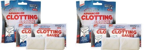 QuikClot Advanced Clotting Gauze with Kaolin, Two 3” x 24” Gauze Strips – First Aid Hemostatic Gauze from Adventure Medical Kits, Quik Clot Combat Gauze, Blood Clotting Dressing (2-(Pack))