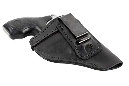 The Defender Leather IWB Holster - Fits Most J Frame Revolvers Incl. Ruger LCR, S&W 442/642, Taurus, Charter & Most .38 Special Revolvers - Made in USA