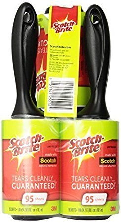 6 Packs :Scotch-Brite Lint Roller, 95 Sheets, 5 Count