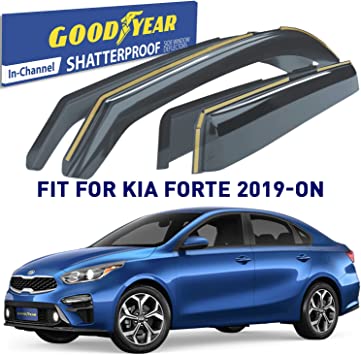 Goodyear Shatterproof in-Channel Window Deflectors for Kia Forte 2019-2022, Rain Guards, Window Visors for Cars, Vent Deflector, Car Accessories, 4 pcs - GY003467