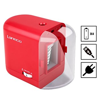 Electric Pencil Sharpener, Laneco USB, AC Adapter or Battery Operated Heavy Duty Helical Blade Pencil Sharpener with 3 Graphite Point Tip Modes, Auto Stop Feature, Great for Kids, Teachers and Office