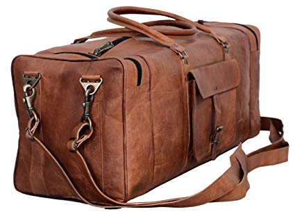 Leather Duffel Bag large 28 inch Travel Bag Gym Sports Overnight Weekender Bag by Komal s passion leather