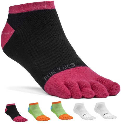 FUN TOES Womens Cotton Toe Socks-Breathable-6 PAIRS Pack-Size 9-11-Lightweight