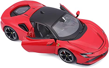 Ferrari SF90 Stradale Red with Black Top 1/24 Diecast Model Car by Bburago 26028