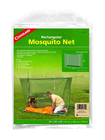 Coghlan's Single Wide Rectangular Mosquito Net, Green, Single Wide / 240-mesh