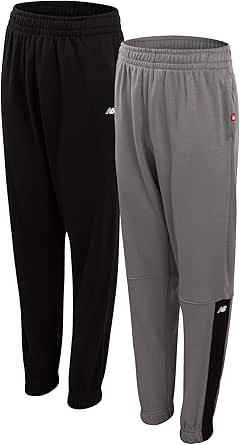 New Balance Boys' Sweatpants - 2 Pack Performance Fleece Active Boys Jogger Pants - Athletic Pants for Boys (Size: 4-20)