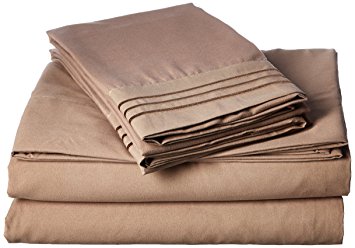 Elegant Comfort 1500 Thread Count Egyptian Quality Super Soft Wrinkle Free 4-Piece Sheet Set, Queen, Mocha Chocolate