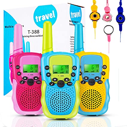 ThinkMax Kids Walkie Talkies| 3 Pack Long Range Walkie-talkies| 3 Mile Outdoor Way Radios Game Toys with Flashlight| 22 Channels| Gifts for Boys Girls to Camping Hiking Adventure