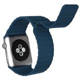 Apple Watch Band JETech 42mm Genuine Leather Loop with Magnet Lock Strap Replacement Band for Apple Watch 42mm All Models No Buckle Needed Leather Loop - Dark Blue