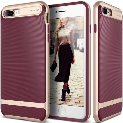 iPhone 7 Plus Case, Caseology [Wavelength Series] Slim Ergonomic Ripple Design [Burgundy] [Modern Grip] for Apple iPhone 7 Plus (2016)
