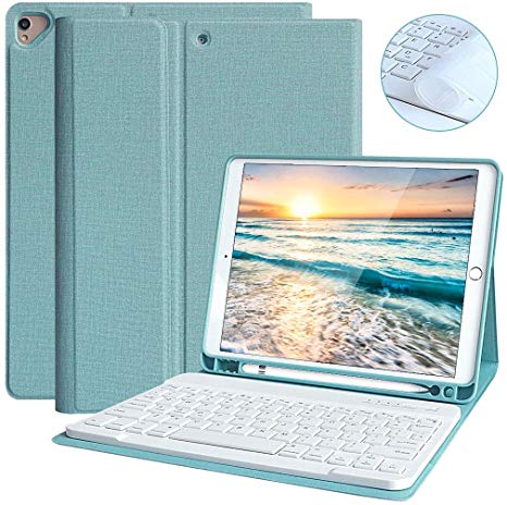 iPad Keyboard Case for iPad 10.2 2019(7th Gen), iPad Air 10.5 2019, iPad Pro 10.5 2017 - iPad 7th Generation Case with Keyboard, Magnetic Detachable Bluetooth Keyboard(Lake Blue)