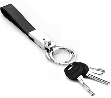 Mehr® Premium Valet Leather Keychain - Safe, Latch Secured & Useful Key Ring - Elegant Detachable Key Chain