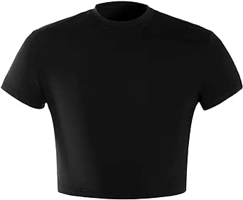 Milumia Men's Short Sleeve Crew Neck Slim Fit Basic Crop Top T Shirts Hot Shirts