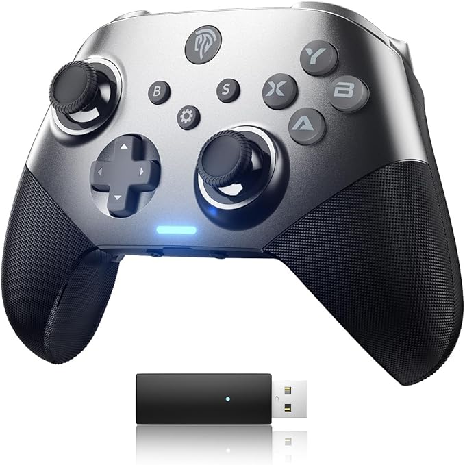 EasySMX X10 PC Controller - No Stick Drift, No Dead Zone Wireless Controller for PC, Steam and Switch - Upgraded Bluetooth controller with Four Hall Effect - include a Swappable Faceplate