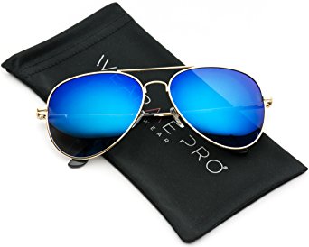 Premium Polarized Mirrored Aviator Sunglasses w/ Flash Mirror Lens