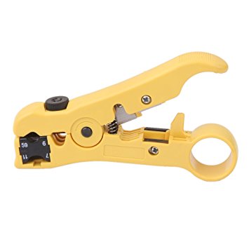 Coaxial Cable Stripper Coax Stripping Tool for RG59/6/7/11 / Reversible Cassette, Cable Cutter Function