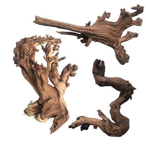 PIVBY Natural Aquarium Driftwood Assorted Branches Reptile Ornament for Fish Tank Decoration Pack of 3