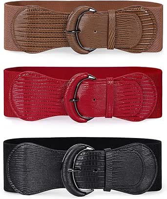 JASGOOD Women Stretchy Wide Waist Belt for Dress Ladies Elastic Belt Hook Buckle