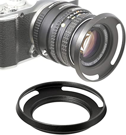 Fotasy 49mm Slim Low Profile Designed Metal Curved Metal Screw-in Lens Hood Shade for Leica Leitz Voigtlander Canon Fuji Nikon Olympus Panasonic Pentax Sony, 49 mm Hood