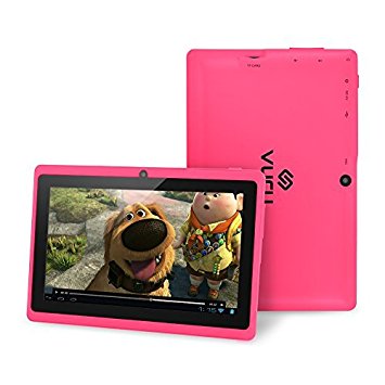 Vuru A33 8GB Quad-Core Touchscreen Android Tablet 7 inch with Wi-Fi - Runs Android OS 4.4 - Features Front & Rear Cameras, Bluetooth, 1024 x 600 Resolution & Rechargeable 3000mAh Battery - Pink