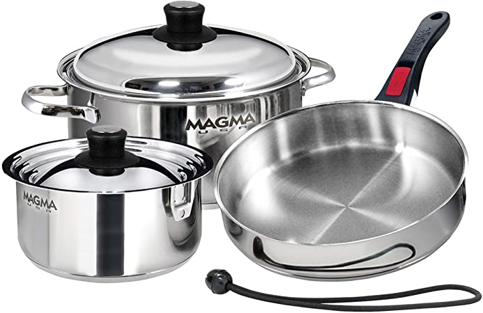Magma Products, A10-362-IND 7 Piece Induction Cook-Top Gourmet Nesting Stainless Steel Cookware Set