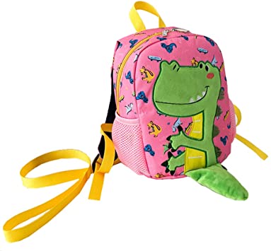 DB Dinosaur Toddler mini backpack with leash,children Kids baby harness bookbag (Pink)