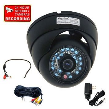 VideoSecu Day Night Vision IR Outdoor Dome Security Camera Vandal Proof 1/3" CCD 480TV Line 20 Infrared LEDs for CCTV DVR Home Surveillance System with Power Supply, Mini Audio Microphone, Cable CFF