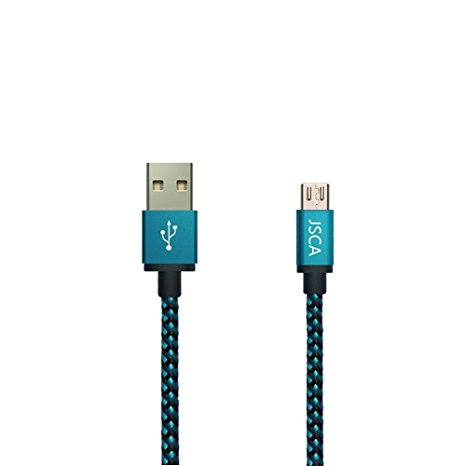 Micro USB Cable, JSCA 1m / 3.3ft Nylon Braided Tangle-Free Android Cable for Smartphones Samsung Galaxy, Nexus,Huawei, LG, Sony, Xiaomi, HTC, Motorola, Kindle, PS4 Controller, and More - 1 m (3.3ft) - BLUE