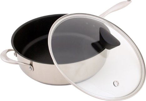 The Stainless Steel All-In-One Sauce Pan by Ozeri with a 100 PFOA-Free Non-Stick Coating developed in the USA