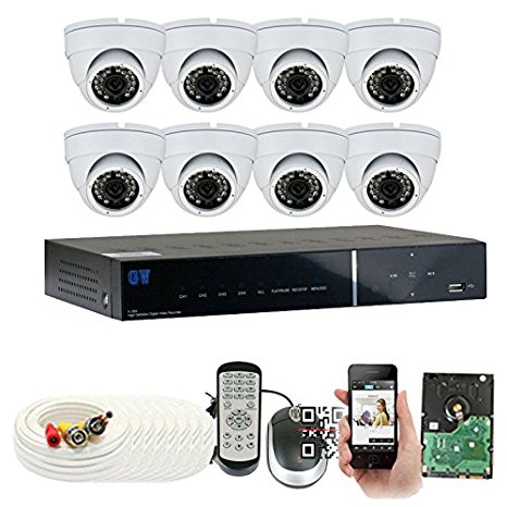 8 Channel 960H Security Camera System with 8 x 900TVL Weatherproof CCTV Surveillance Dome Cameras