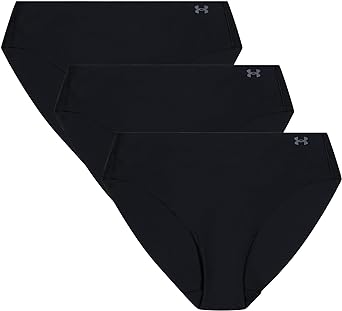 Under Armour Women's Pure Stretch No Show Bikini, 3-Pack Microfiber Underwear