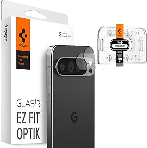 SPIGEN EZ Fit Optik for Google Pixel 9 Pro Camera Lens Protector, Easy Application Auto Alignment Technology Installation Tray, 9H Tempered Slim Glass [2-Pack] - Clear