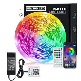 MY BEAUTY LIGHT 5m LED Strip Lights | 300 LEDs RGB Lights for Room | Music Sync RGB Strip Light | Waterproof Smart Led Light Strip with 44 Key Remote Control for Room, TV, Ceiling