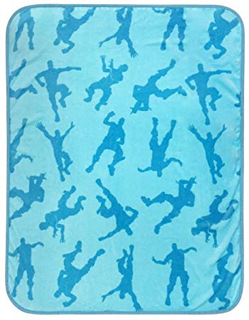 Jay Franco Fortnite Emotes Blue Travel Blanket - Measures 40 x 50 inches, Kids Bedding - Fade Resistant Super Soft Plush Fleece - (Official Fortnite Product)