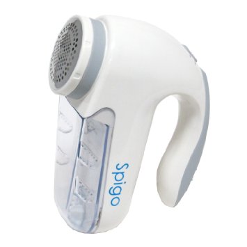 Spigo Electric Cordless & Corded Fabric Lint Shaver Remover With Rubberized Grip, White