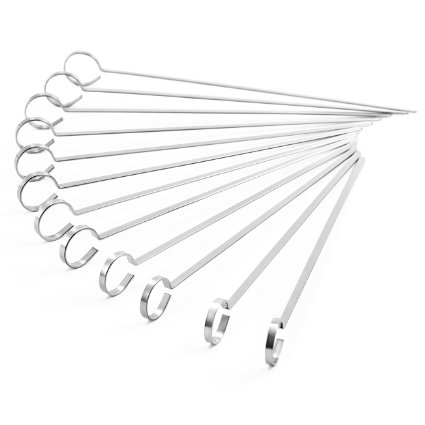 10-inch Stainless Steel BBQ Skewers X-Chef Barbecue Stick Shish Kebab Kabob Skewers Set of 12