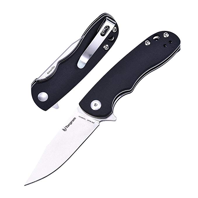 TANGRAM Tactical Knife Mini Pocket EDC Flipper G10 Handle Every Day Carry for Outdoor Survival AZO Amarillo