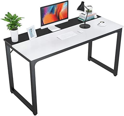 Foxemart 47 Inch Computer Table Sturdy Office Desk, Modern PC Laptop 47” Writing Study Gaming Desk for Home Office Workstation, White and Black