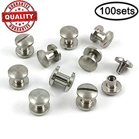 Chicago Binding Screws sex bolt barrel nut barrel bolt post screw Slotted/minus head, Suitable for all kind of art and leather, Made of Stainless Steel never rust, Length 1/4" 100sets